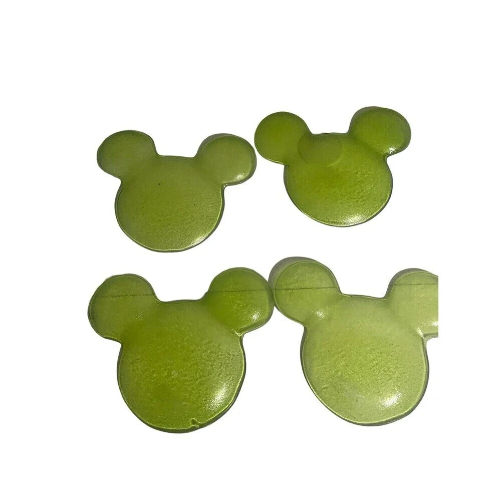 Disney Green Glass Mickey Mouse Serving Plate Set Of 4